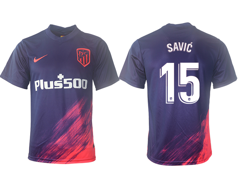 Men 2021-2022 Club Atletico Madrid away aaa version purple #15 Soccer Jersey